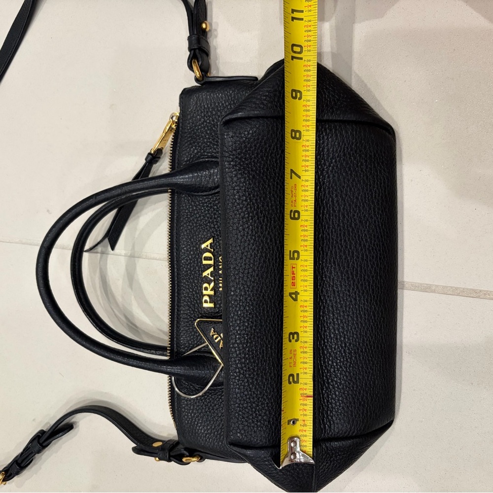 Prada Black and Gold Leather Satchel - Picture 11 of 12